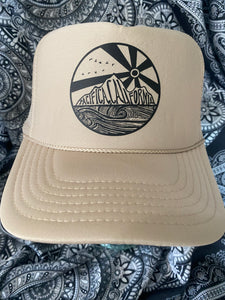 ADULT PACIFICA SUNBURST LINOCUT TRUCKER HAT