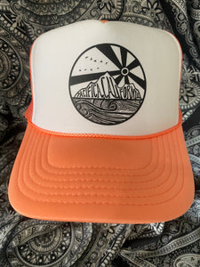 ADULT PACIFICA SUNBURST LINOCUT TRUCKER HAT