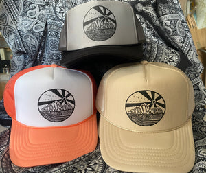 ADULT PACIFICA SUNBURST LINOCUT TRUCKER HAT