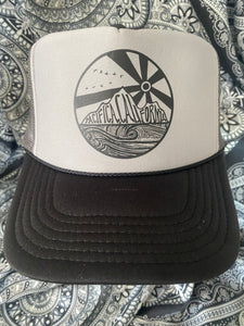 ADULT PACIFICA SUNBURST LINOCUT TRUCKER HAT