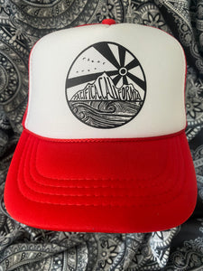 YOUTH PACIFICA SUNBURST LINOCUT TRUCKER HAT