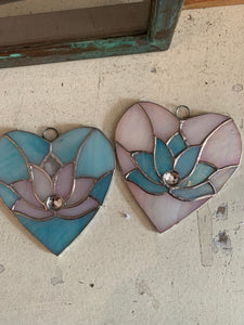 STAINED GLASS LOTUS HEART